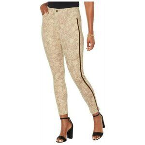 NEW! Skinnygirl Broadway High-Rise Skinny Side Stripe Jeans, Tan Snake - LONG